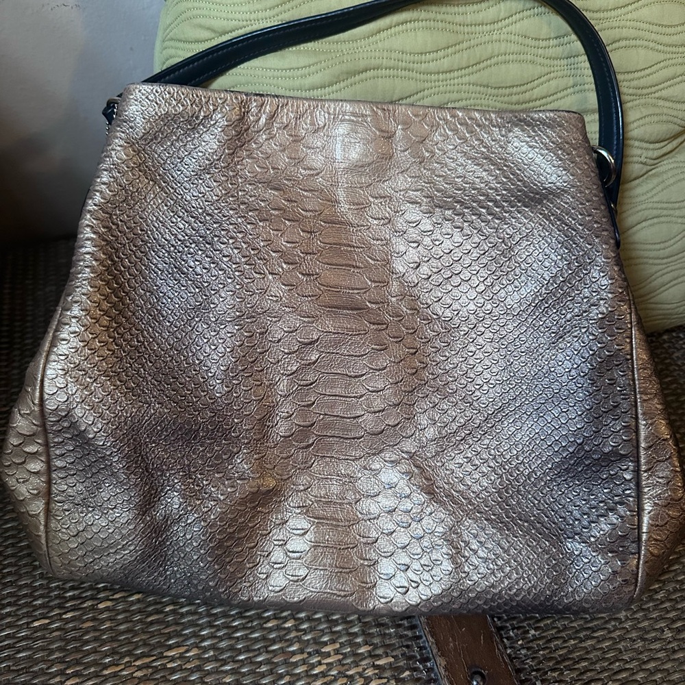 Coach Phoebe Snakeskin Glittery Gold